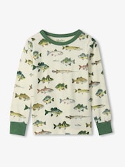 Hatley Cream Real Fish Stretch Cotton Pyjamas Set - Image 2 of 3