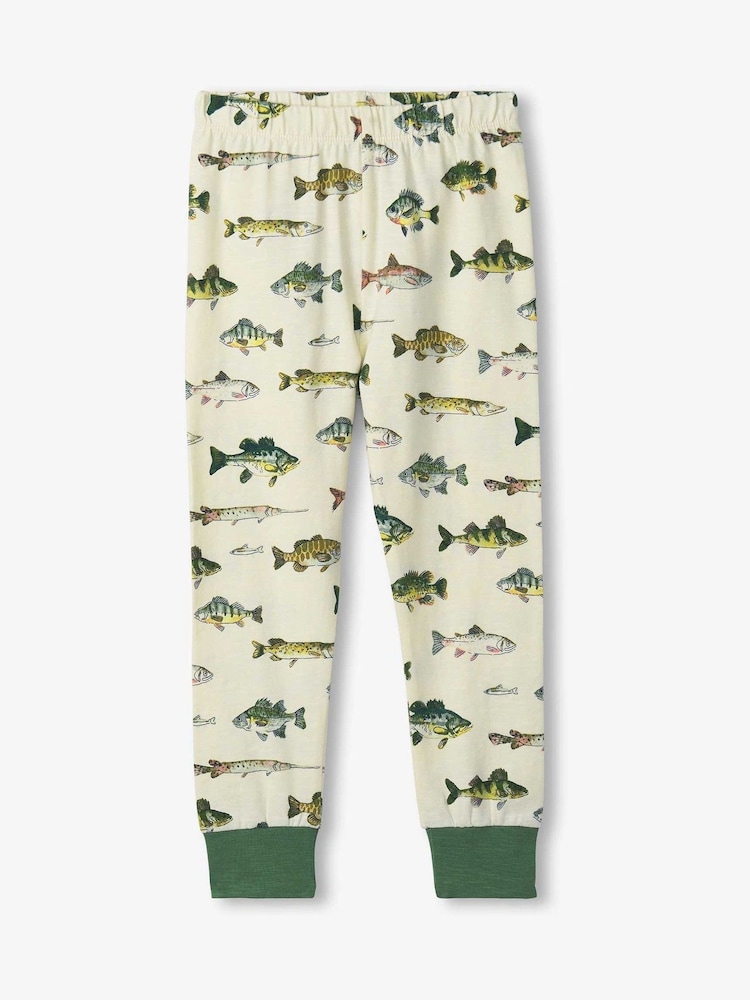 Hatley Cream Real Fish Stretch Cotton Pyjamas Set - Image 3 of 3