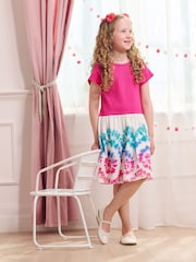Hatley Pink Sunburst Mixed Fabric Dress - Image 1 of 3