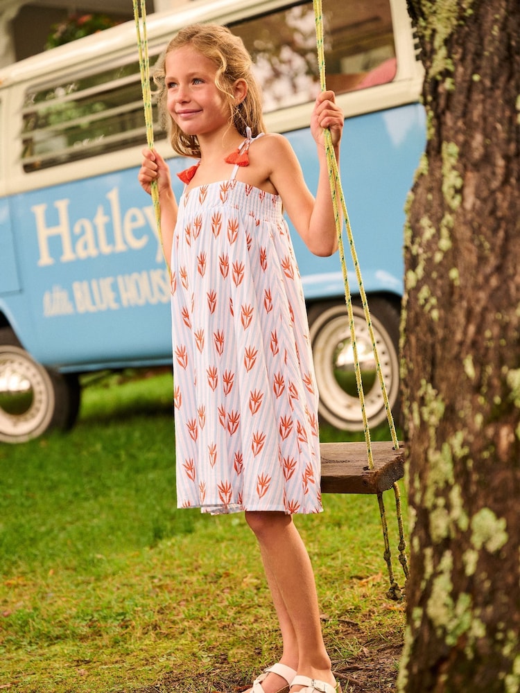 Hatley Crinkle Gauze Ticking Full White Dress - Image 1 of 3 Hatley Crinkle Gauze Ticking Full White Dress - Image 1 of 3