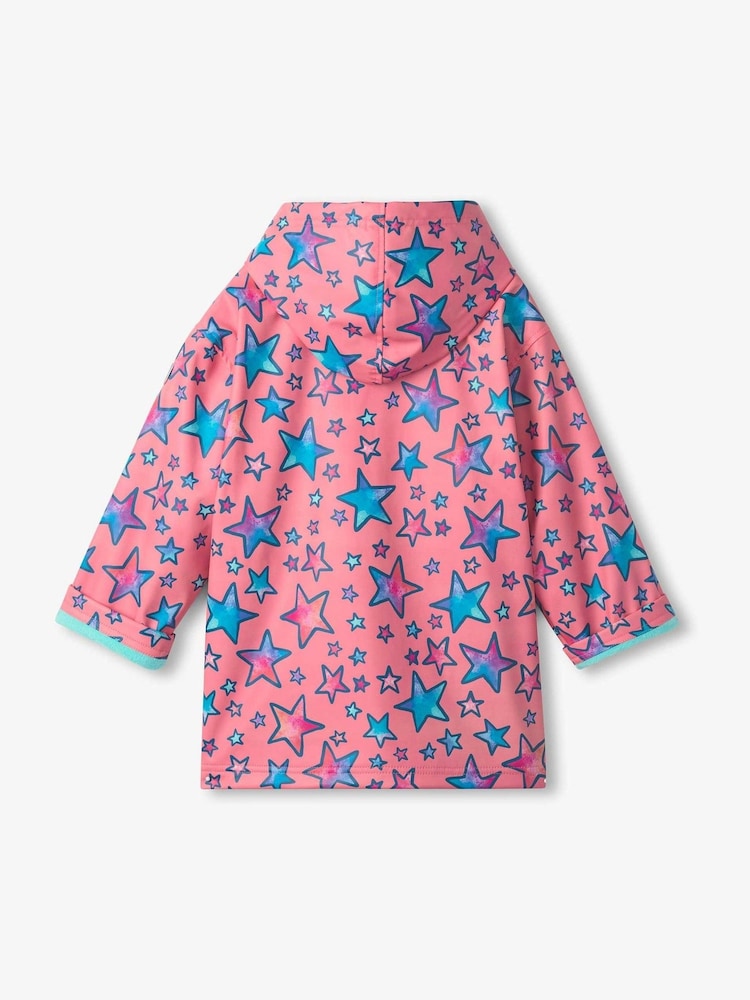Hatley Pink Watercolour Doodles Zip Up Rain Jacket - Image 2 of 2