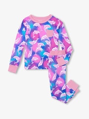 Hatley Purple Airbrush Dolphins Bamboo Pyjamas Set - Imagen 1 de 3