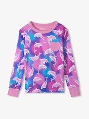 Hatley Purple Airbrush Dolphins Bamboo Pyjamas Set - Imagen 2 de 3
