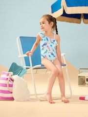 Hatley Blue Tropical Birds Ruffle Trim Swimsuit - Image 1 of 3