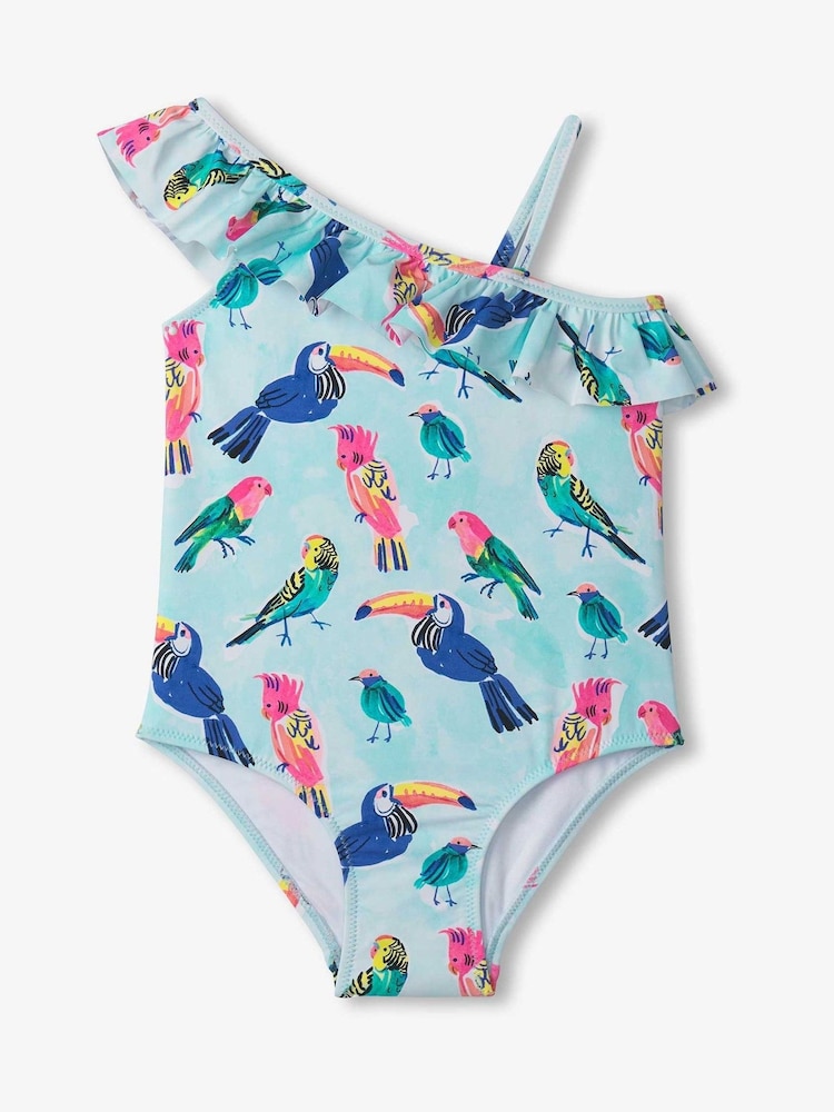 Hatley Blue Tropical Birds Ruffle Trim Swimsuit - Image 2 of 3