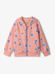 Hatley Pink Doodle Daisy Raw Edged Hoodie - Image 1 of 2