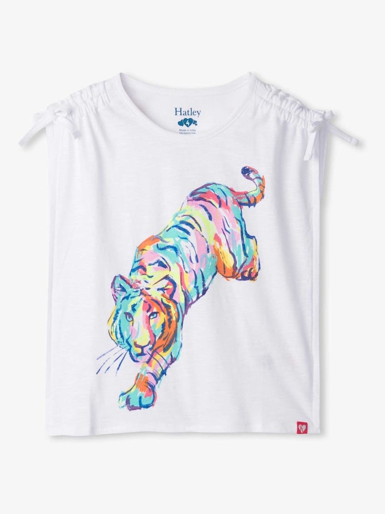 Hatley Tiger Cinched Shoulder White Top - Image 2 of 3