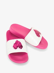 Hatley Pink Sequin Hearts Slide On Sandals - Image 1 of 3