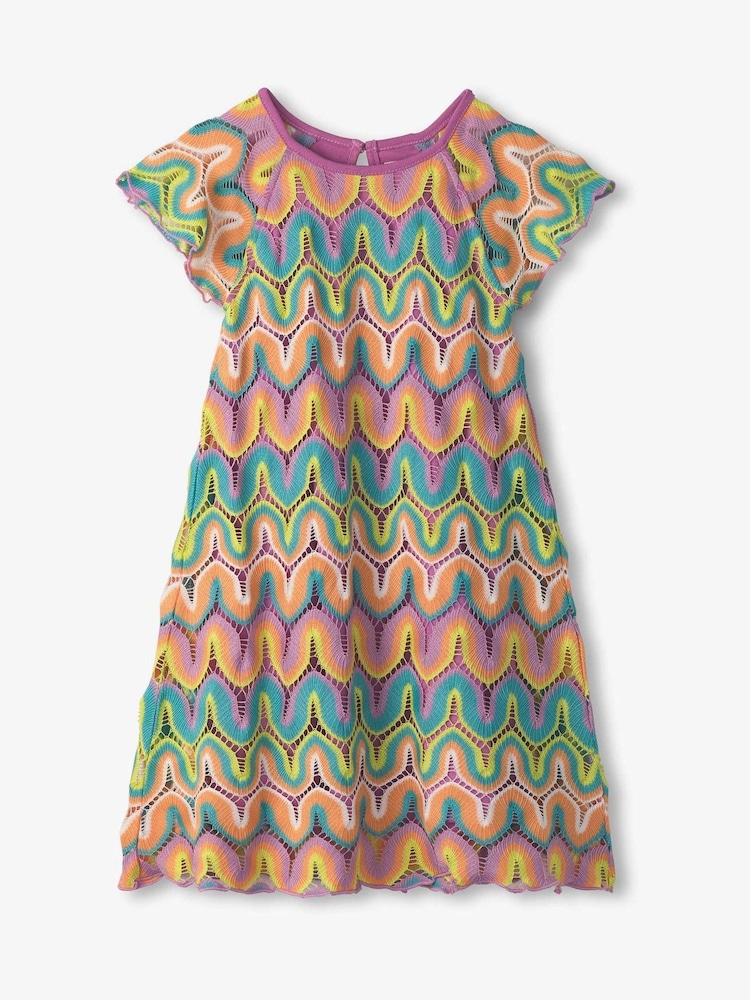 Hatley – Häkelkleid in Pink mit Regenbogenwellen - Bild 2 von 3