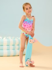 Hatley Pink Kaleidoscope Hearts Ruched Front Swimsuit - Image 1 of 4