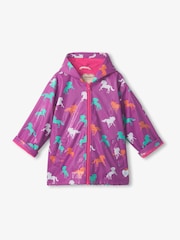 Hatley Purple Leaping Horses Zip Up Rain Jacket - Image 4 of 4