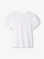 Hatley 100% Cotton Double Hearts Twisted Sleeve White T-Shirt - Image 2 of 2