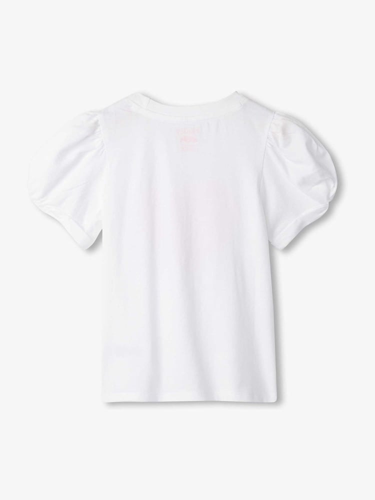 Hatley 100% Cotton Double Hearts Twisted Sleeve White T-Shirt - Image 2 of 2