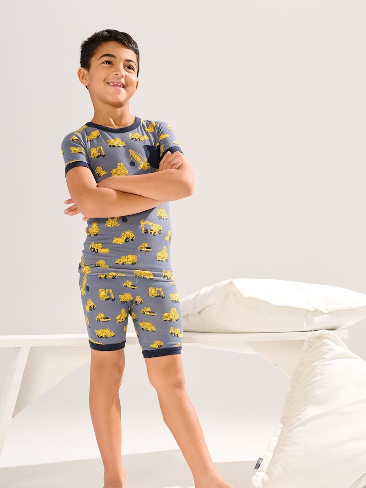 Hatley Grey Under Construction Bamboo Short Pyjamas Set - Image 1 of 4