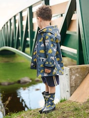 Hatley Blue Under Construction Zip Up Rain Jacket - Imagen 2 de 4