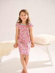 Hatley Pink Groovy Flowers Ruffle Hem Night Dress - Image 1 of 1