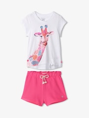 Hatley Pink Happy Giraffe Tee and Short Set - Image 2 of 2