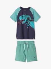 Hatley Blue T-Rex Dinosaur T-Shirt and Shorts Set - Image 2 of 2