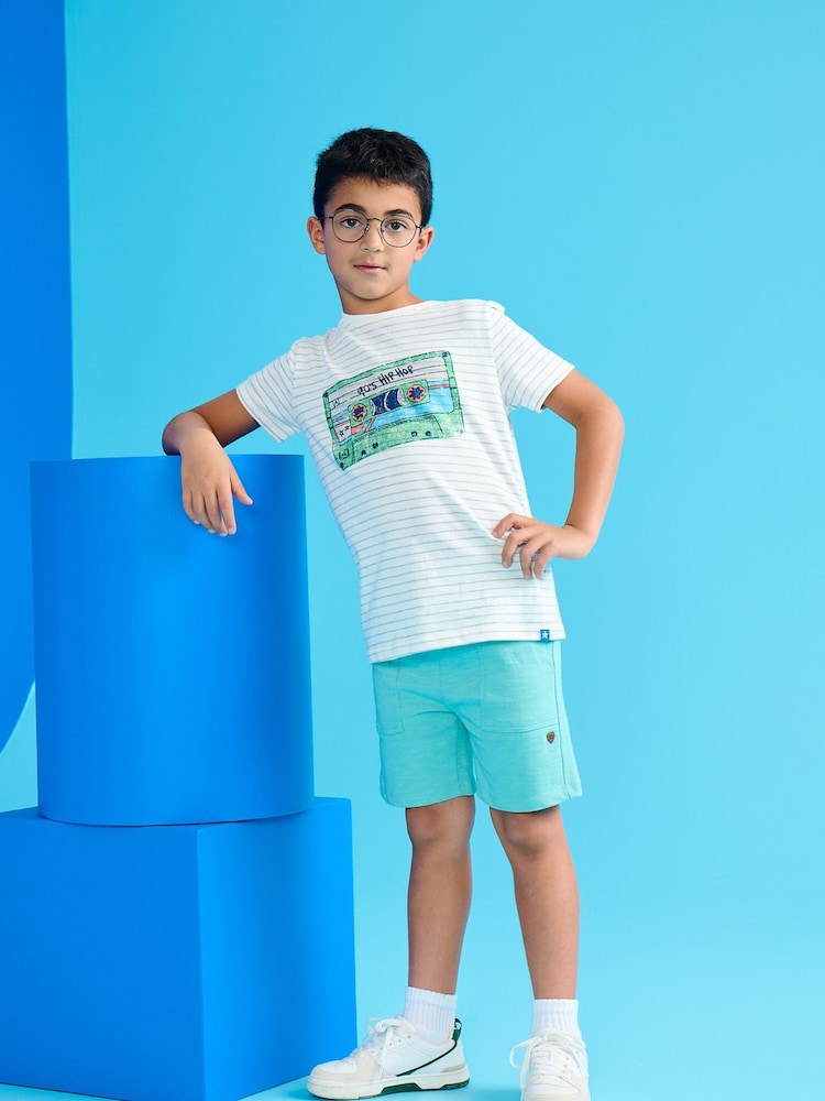 Hatley Blue Mix Tape T-Shirt and Shorts Set - Image 1 of 2