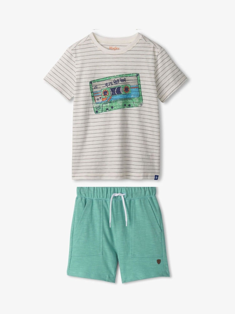 Hatley Blue Mix Tape T-Shirt and Shorts Set - Image 2 of 2