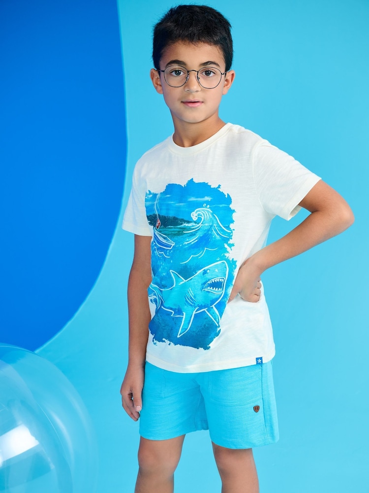 Hatley Blue Beware of Shark T-Shirt and Shorts Set - Image 1 of 2