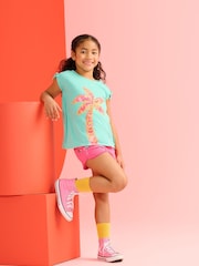 Hatley Pink Palm 100%  Cotton T-Shirt and Shorts Set - Image 1 of 2