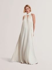 Ted Baker White Akala Pleated V-Neck Maxi Dress - Image 1 of 5