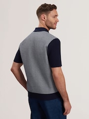 Ted Baker Blue Padrig Knitted Herringbone Shirt - Image 4 of 6