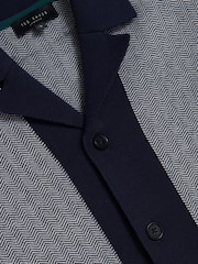 Ted Baker Blue Padrig Knitted Herringbone Shirt - Image 6 of 6