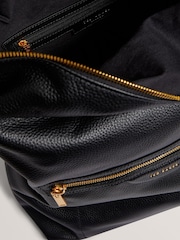 Ted Baker Black Essaya-Pebbled Leather Fold Over Backpack - Image 4 of 4