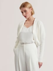 Ted Baker White Erhan Sculptured Ribbed Knit Cardigan - Image 1 of 6