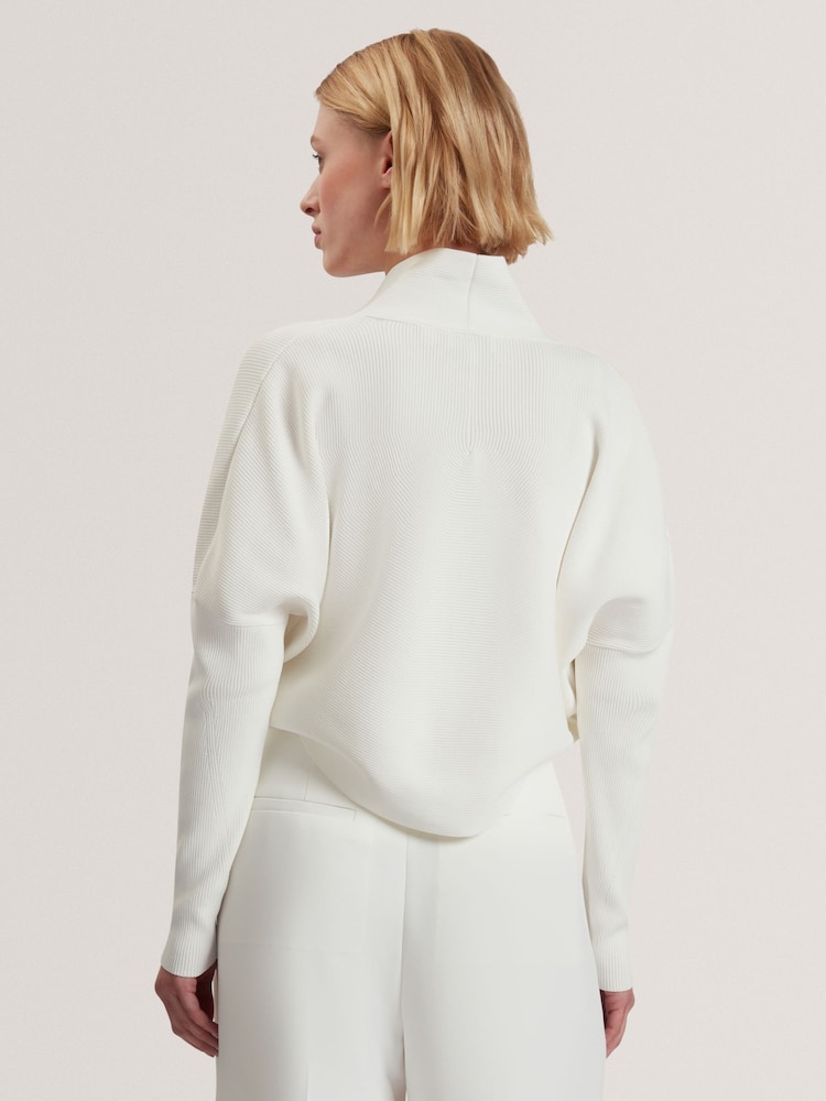 Ted Baker White Erhan Sculptured Ribbed Knit Cardigan - Image 2 of 6