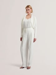 Ted Baker White Erhan Sculptured Ribbed Knit Cardigan - Image 3 of 6