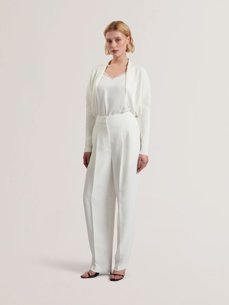 Ted Baker White Erhan Sculptured Ribbed Knit Cardigan - Image 3 of 6