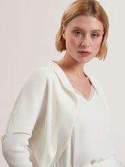 Ted Baker White Erhan Sculptured Ribbed Knit Cardigan - Image 4 of 6