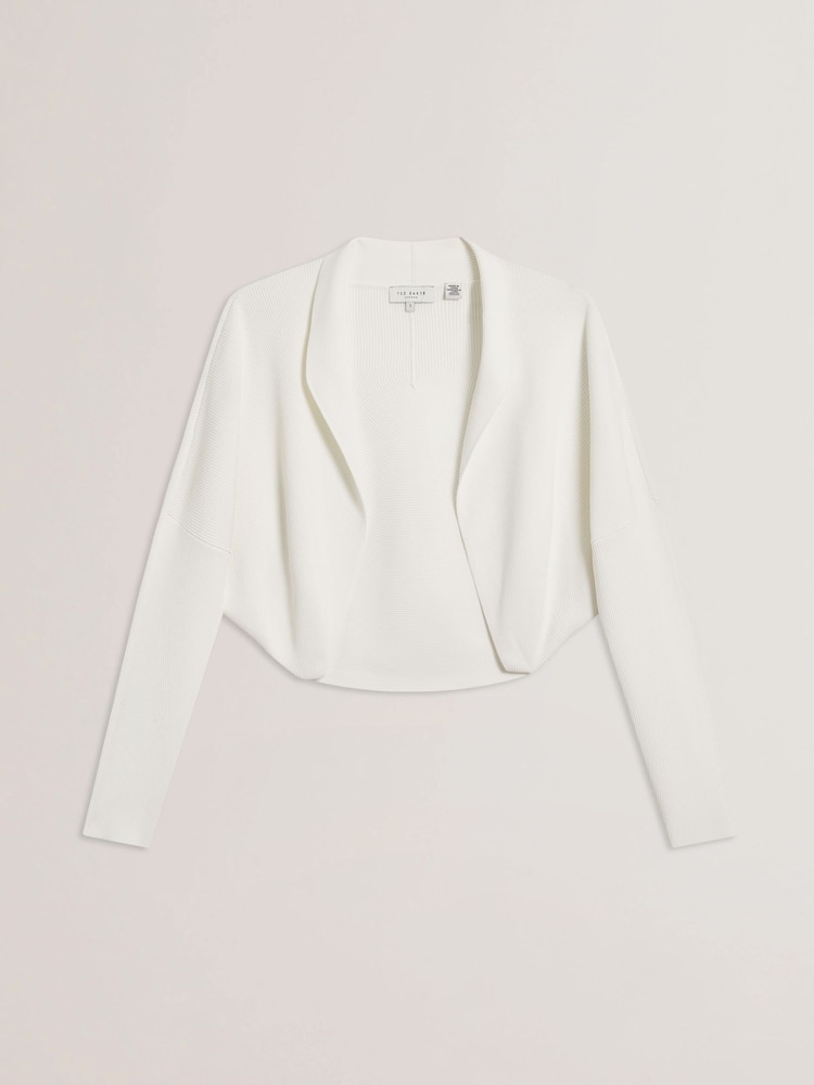 Ted Baker White Erhan Sculptured Ribbed Knit Cardigan - Image 5 of 6