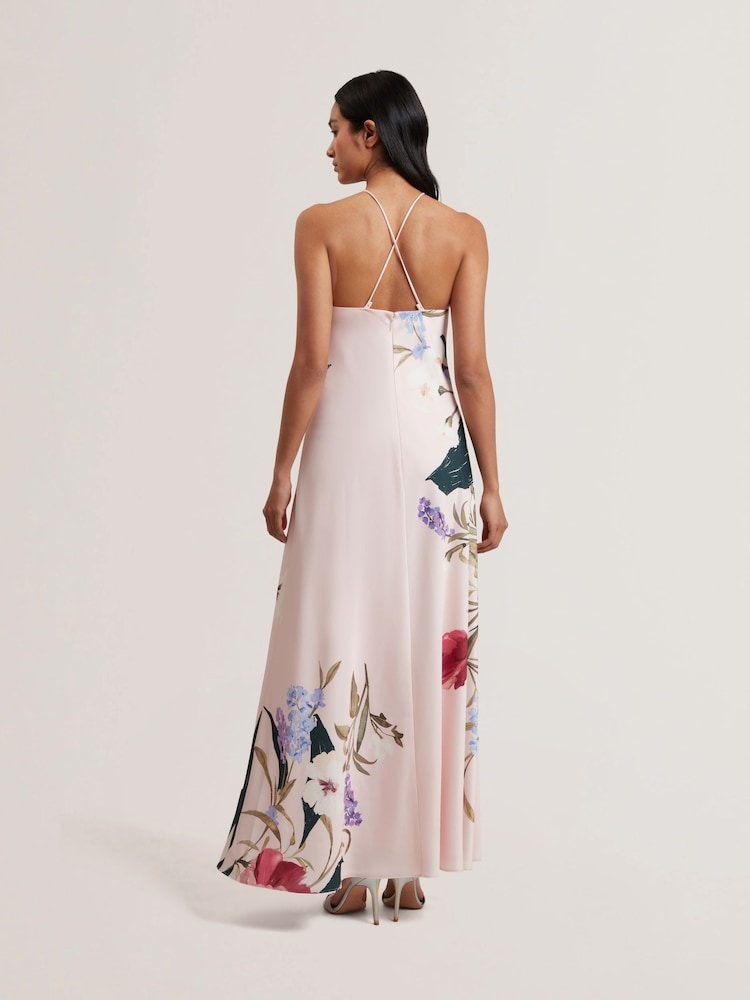 Ted Baker Pink Almaria-Halter Neck Bias Cut Maxi Dress - Image 3 of 5