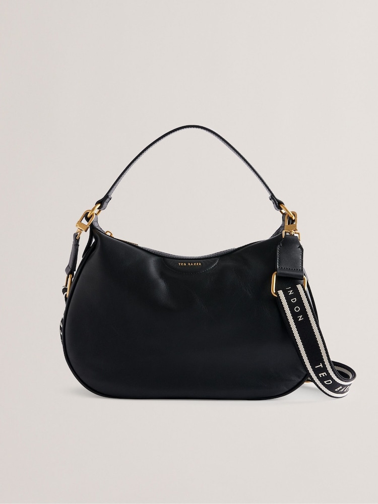 Ted Baker Black Esiah-Webbing Slouchy Hobo Bag - Image 1 of 5
