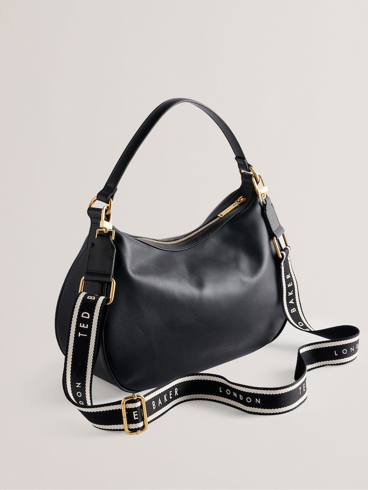 Ted Baker Black Esiah-Webbing Slouchy Hobo Bag - Image 3 of 5