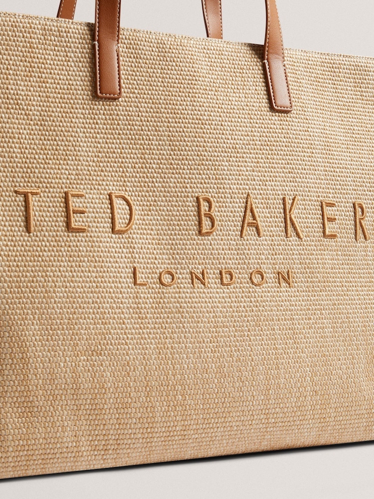 Ted Baker Brown Pallmer-Faux Raffia Large Icon Bag - Image 3 of 5
