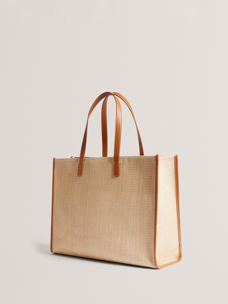 Ted Baker Brown Pallmer-Faux Raffia Large Icon Bag - Image 4 of 5