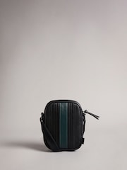 Ted Baker Black Evver Striped PU Flight Bag - Image 1 of 5