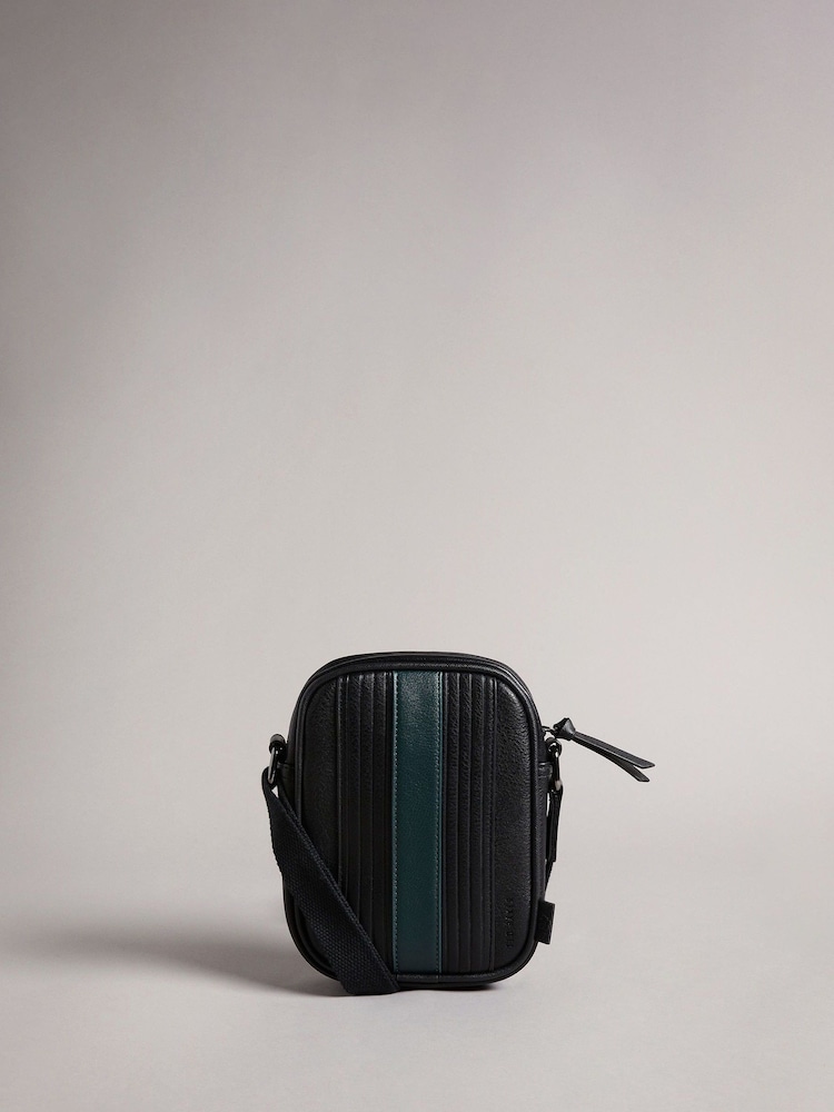 Ted Baker Black Evver Striped PU Flight Bag - Image 1 of 5