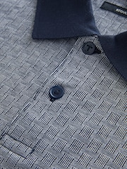 Ted Baker Blue Auguso Short Sleeve Regular Tonal Jacquard 100% Cotton Polo Shirt - Image 2 of 4