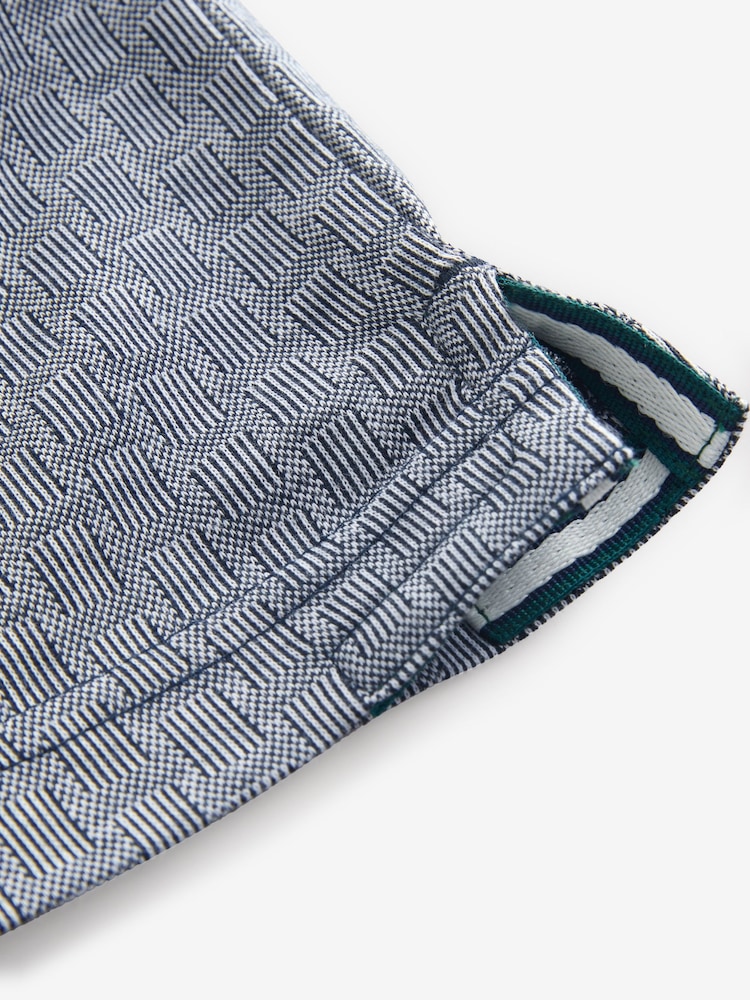 Ted Baker Blue Auguso Short Sleeve Regular Tonal Jacquard 100% Cotton Polo Shirt - Image 3 of 4