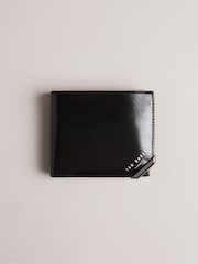 Ted Baker Black Kornerr Metal Corner Bifold Coin Wallet - Image 1 of 4