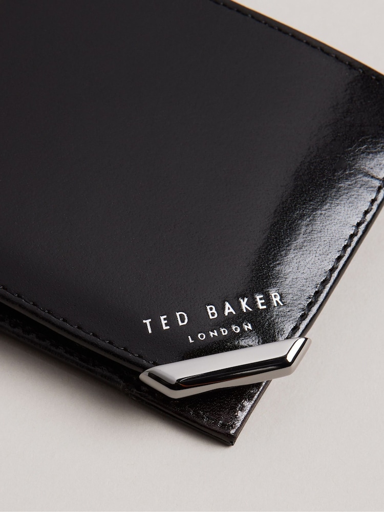 Ted Baker Black Kornerr Metal Corner Bifold Coin Wallet - Image 4 of 4