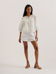 Ted Baker White Bacina Lace Puff Sleeve Blouse - Image 1 of 10