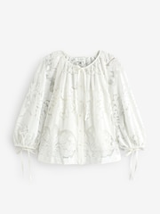 Ted Baker White Bacina Lace Puff Sleeve Blouse - Image 5 of 10