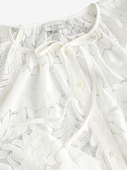 Ted Baker White Bacina Lace Puff Sleeve Blouse - Image 6 of 10